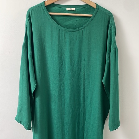 NAÏF NAIF Montreal green emerald midi shirt slip dress MEDIUM longsleeve - Picture 3 of 10